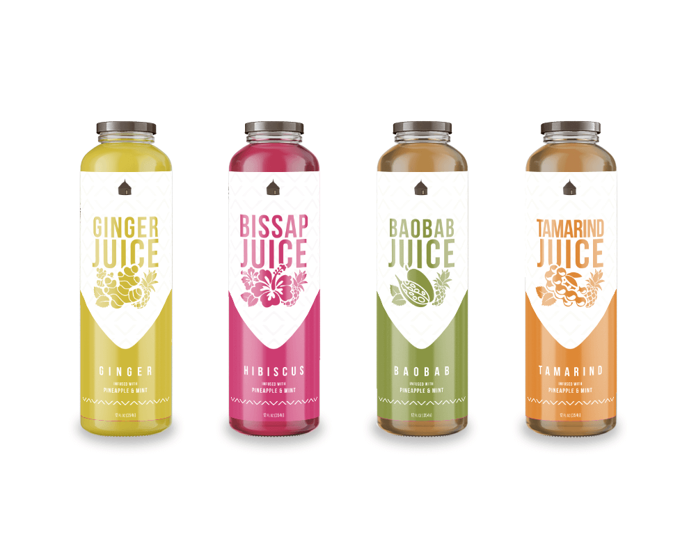 Drink brand design on four bottles